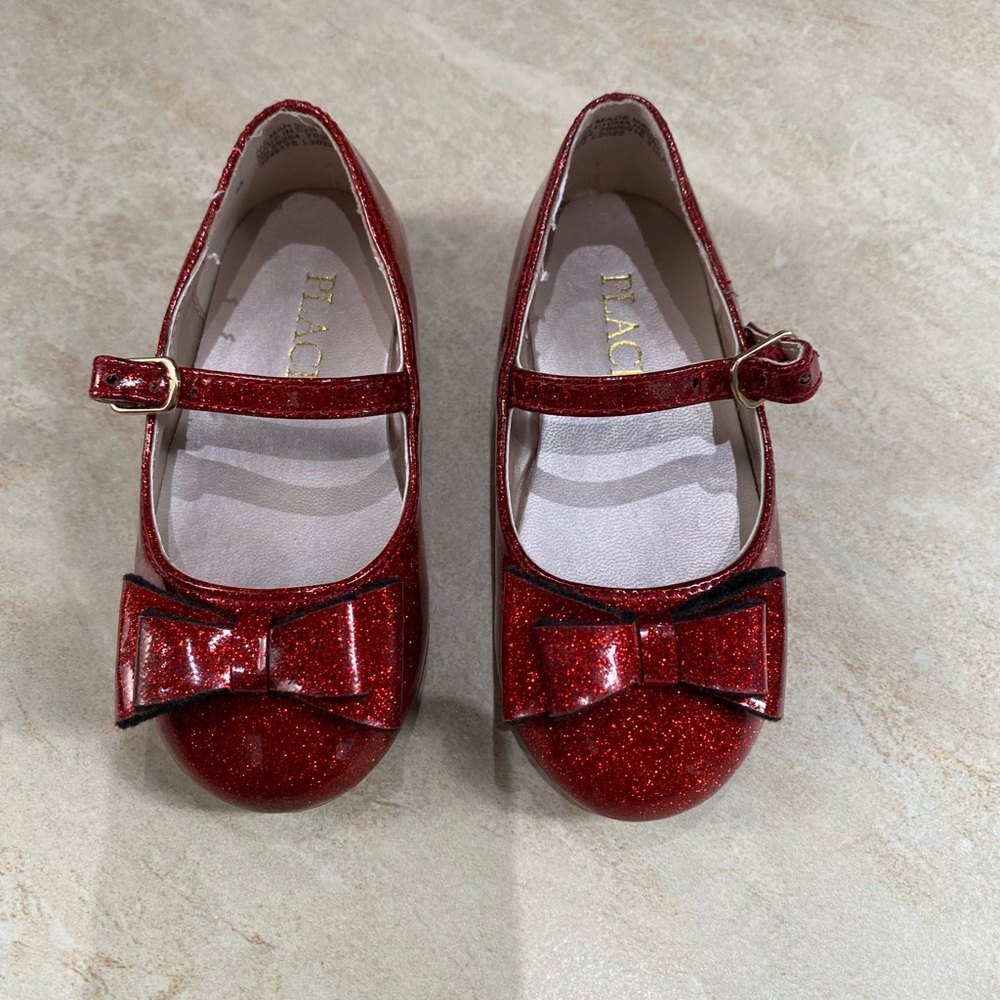 Toddler girl red sparkle shoes